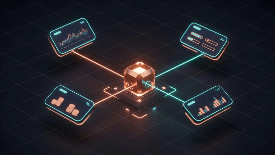 Finura engine hub with interconnected XP, payouts, and reporting modules